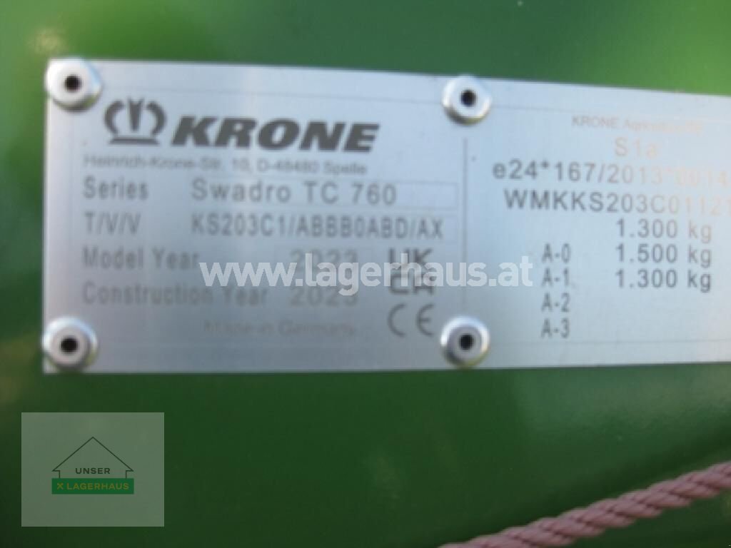 Schwader Türe ait Krone TC 760 PLUS, Gebrauchtmaschine içinde Ottensheim (resim 11)