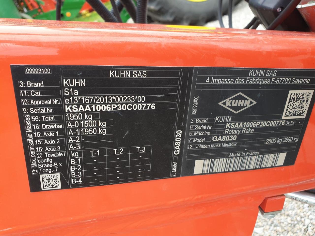 Schwader Türe ait Kuhn GA8030, Neumaschine içinde Schopfloch (resim 3)