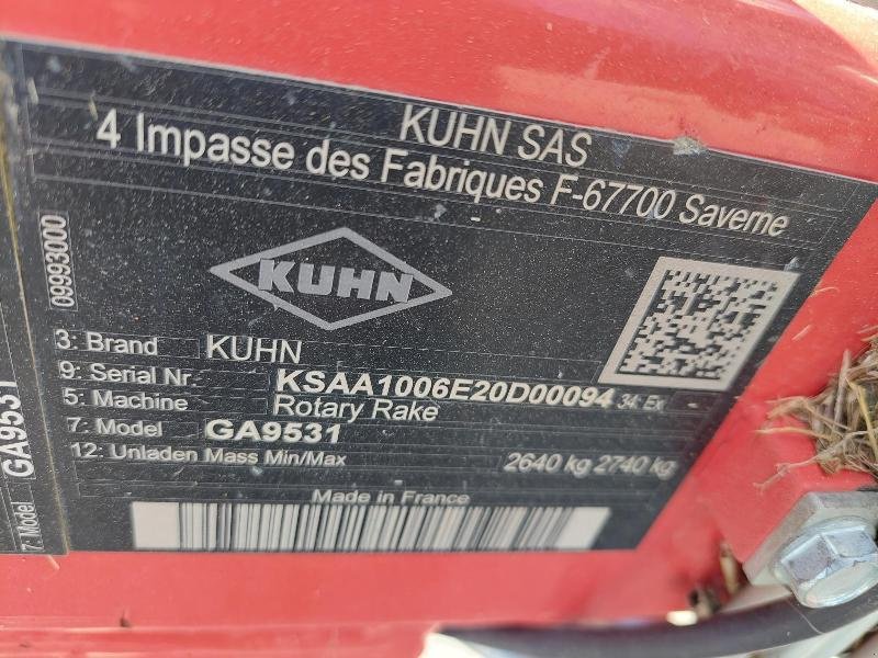 Schwader Türe ait Kuhn GA9531, Gebrauchtmaschine içinde ANTIGNY (resim 1)