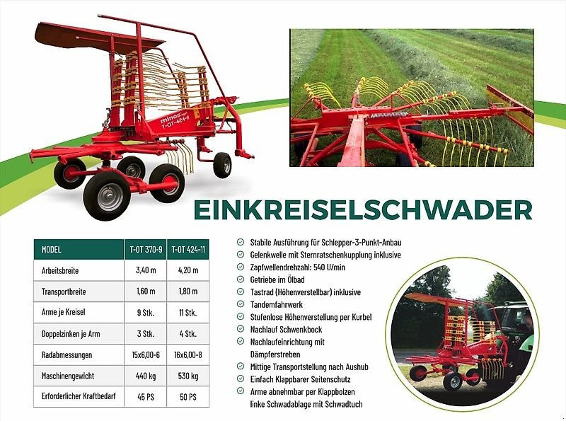 Schwader Türe ait Minos Agri Schwader T-OT 370-9 **NEU**, Neumaschine içinde Münstermaifeld (resim 23)