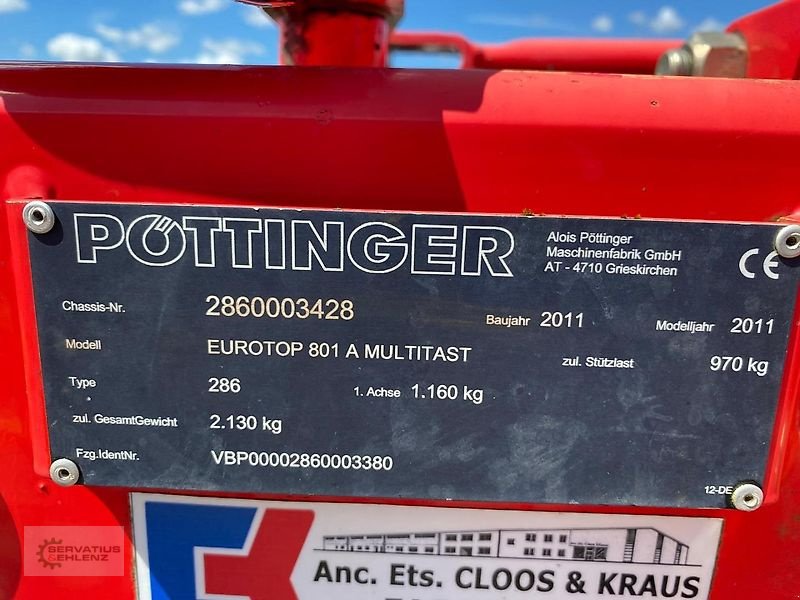 Schwader от тип Pöttinger Eurotop 801 Multitast Seitenschwader, Gebrauchtmaschine в Rittersdorf (Снимка 7)