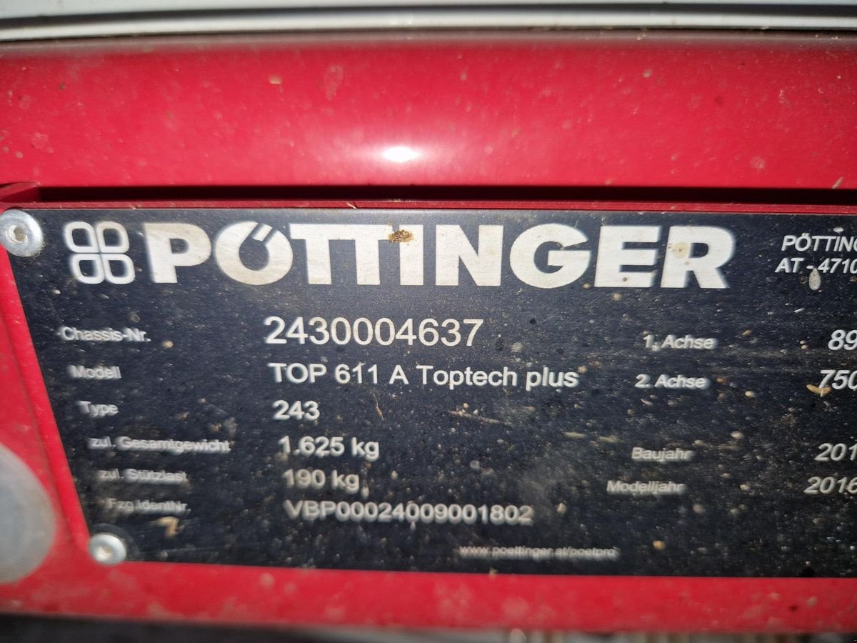 Schwader Türe ait Pöttinger TOP 611A Toptech Plus, Gebrauchtmaschine içinde Grünbach (resim 3)