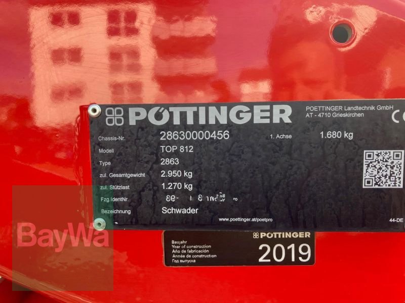 Schwader типа Pöttinger TOP 812, Gebrauchtmaschine в Ehingen (Фотография 10)
