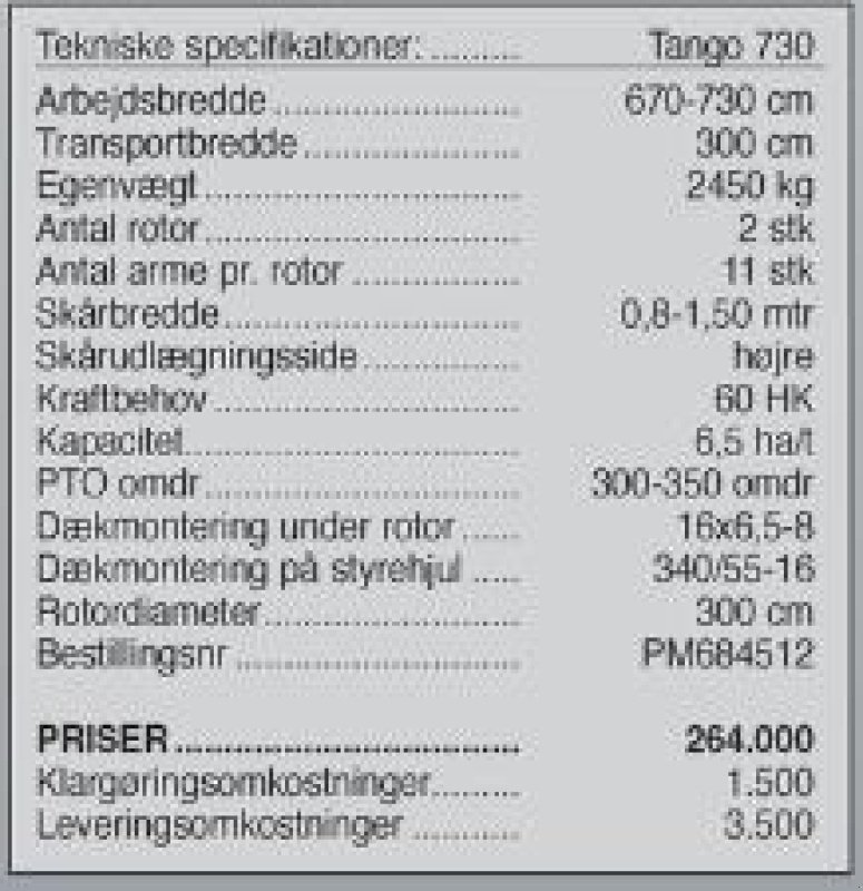 Schwader Türe ait SaMASZ Tango 730, Gebrauchtmaschine içinde Vrå (resim 3)