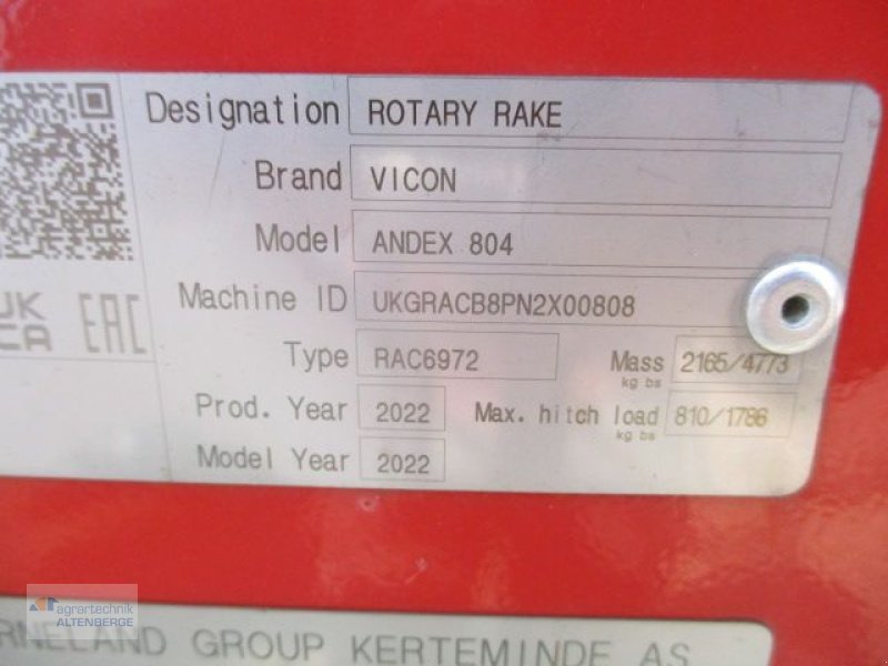 Schwader a típus Vicon Andex 804 ProLine, Neumaschine ekkor: Altenberge (Kép 8)