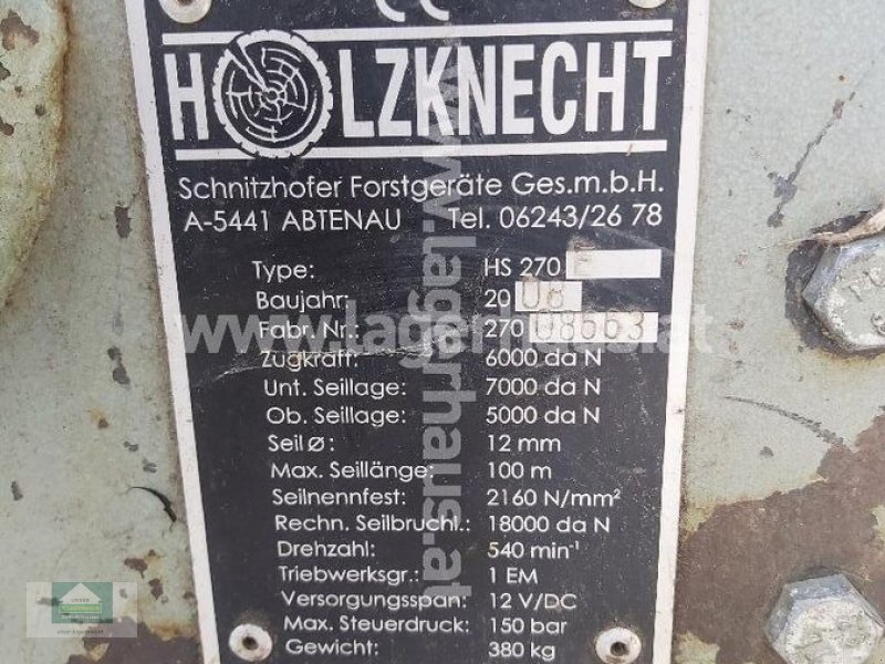 Seilwinde typu Holzknecht HS 270 E, Gebrauchtmaschine v Klagenfurt (Obrázek 1)