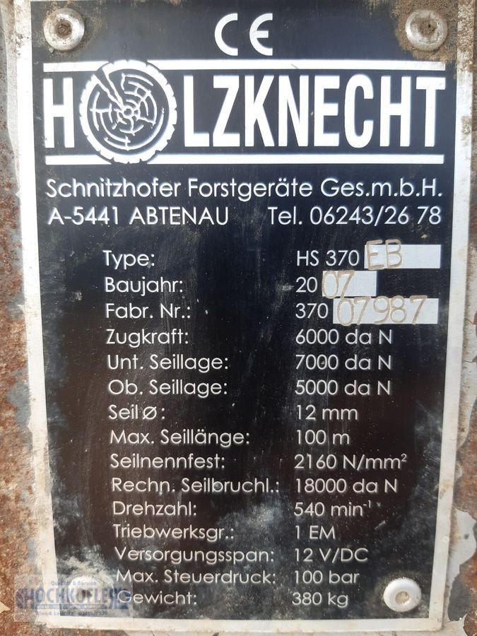 Seilwinde Türe ait Holzknecht HS 370 EB - 7t hydr., Gebrauchtmaschine içinde Wies (resim 5)