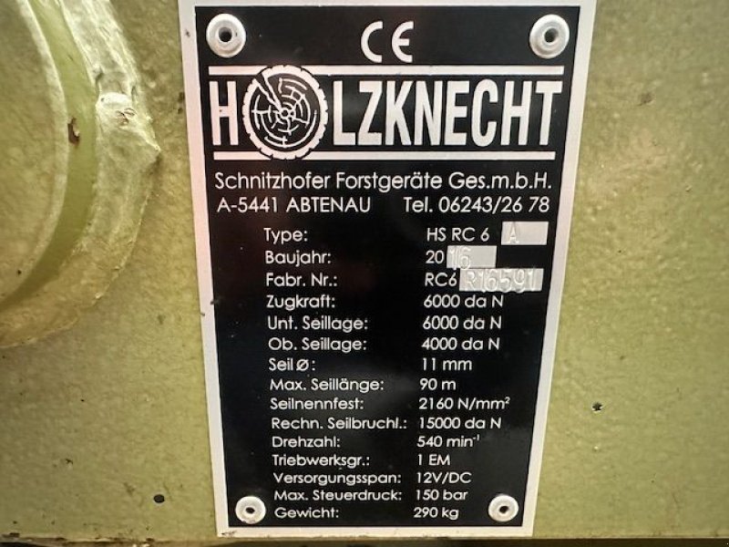 Seilwinde Türe ait Holzknecht Seilwinde HS RC6A 6to 176cm, gebraucht, Gebrauchtmaschine içinde Tamsweg (resim 14)