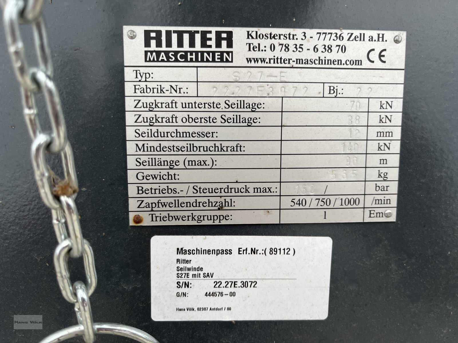 Seilwinde za tip Ritter S27 mit SAV, Neumaschine u Tettenweis / Karpfham (Slika 8)