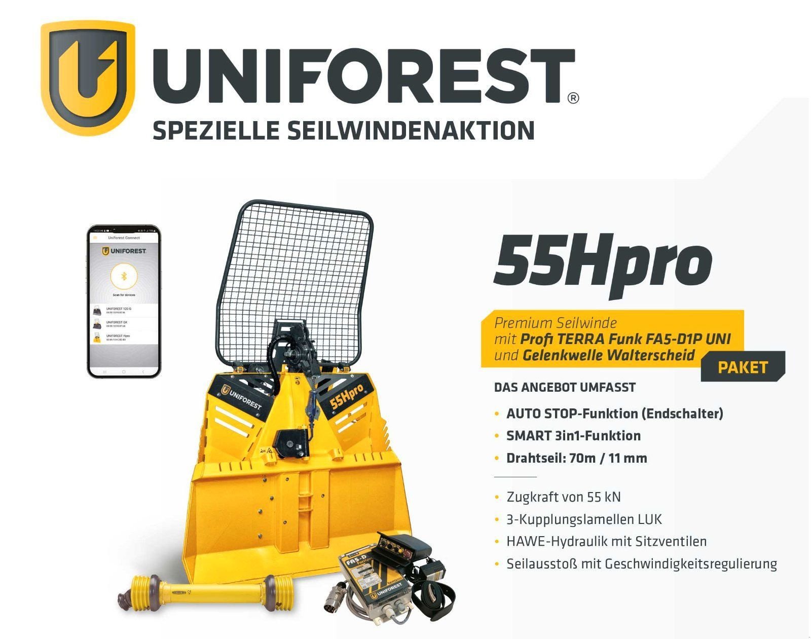 Seilwinde del tipo Uniforest 55hpro Extra Breit!, Neumaschine In Burgthann (Immagine 2)