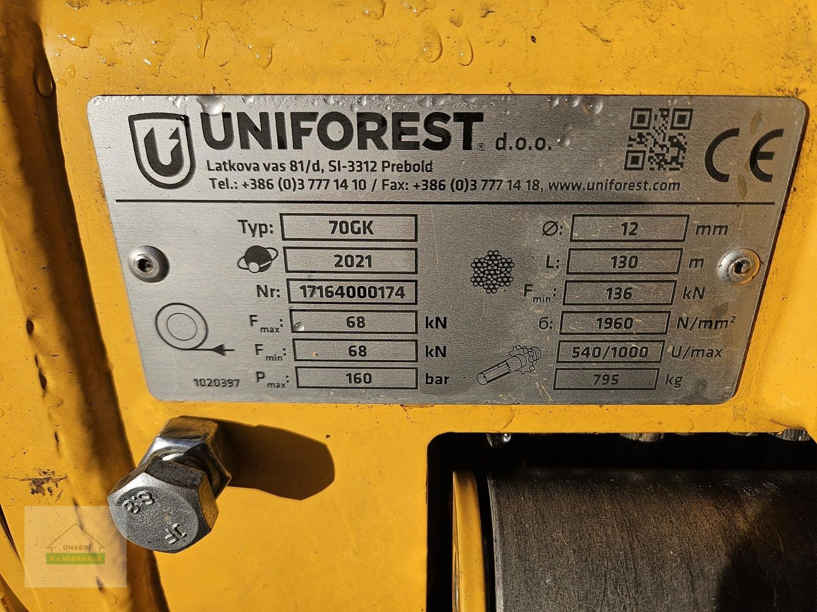 Seilwinde typu Uniforest 70GK, Gebrauchtmaschine w Wies (Zdjęcie 2)