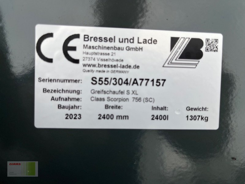 Sonstige Bagger & Lader Türe ait Bressel & Lade S55 Greifschaufel S XL, 2.400 mm, Neumaschine içinde Risum-Lindholm (resim 5)