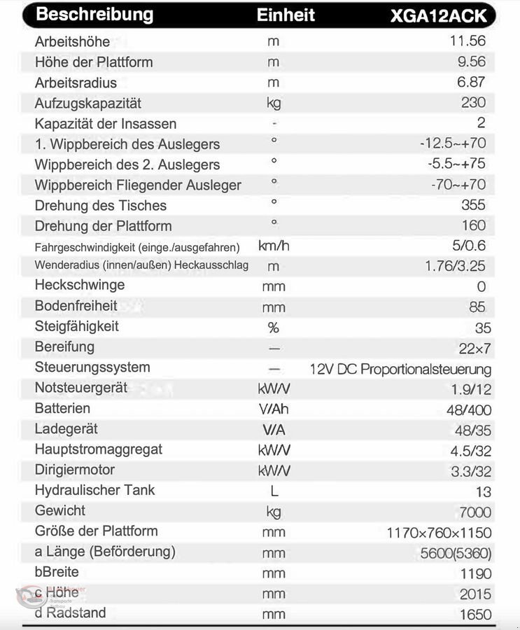 Sonstige Bühnen del tipo Sonstige XCMG-XGA12ACK, Neumaschine en Dimbach (Imagen 2)