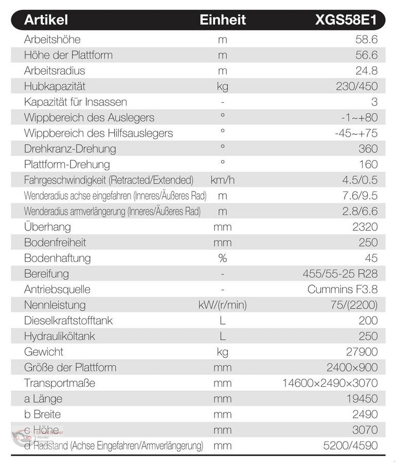 Sonstige Bühnen Türe ait Sonstige XCMG-XGS58E1, Neumaschine içinde Dimbach (resim 2)