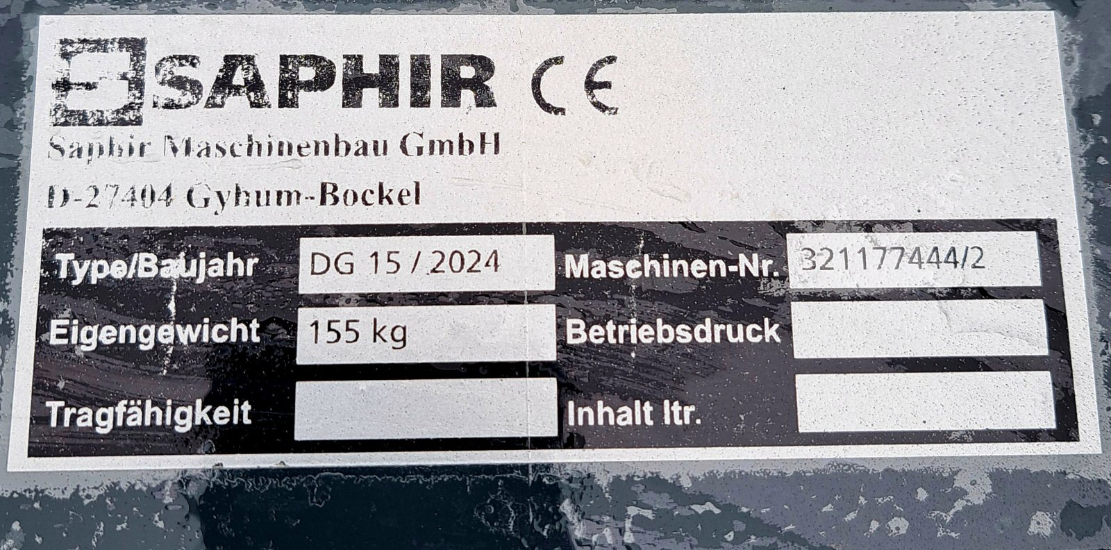 Sonstige Gülletechnik & Dungtechnik Türe ait Saphir DG 15, Neumaschine içinde Wertach (resim 2)