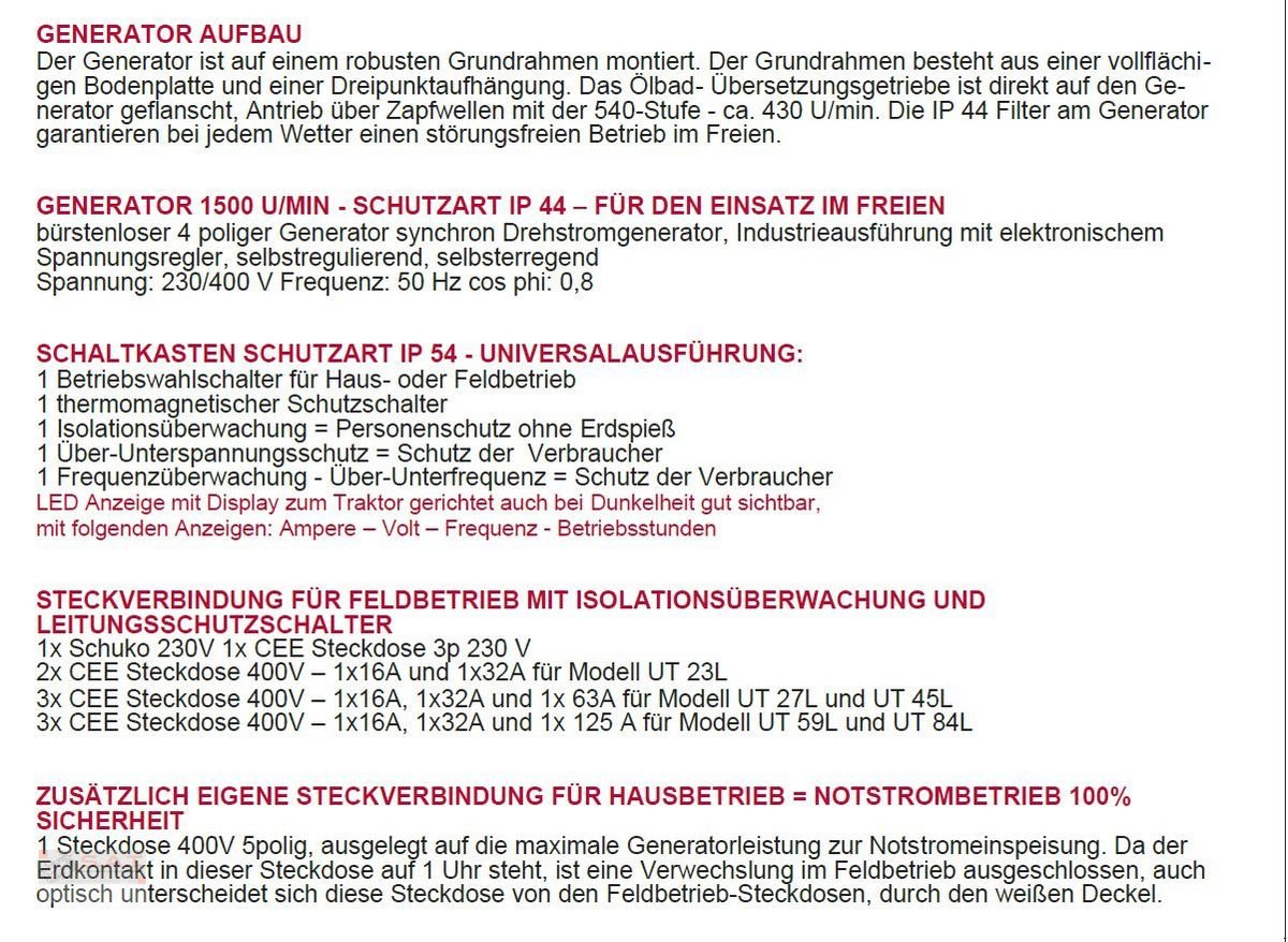 Sonstige Hoftechnik of the type DARU AKTION-Zapfwellengenerator UT 27L IsoIP44 -NEU, Neumaschine in Eberschwang (Picture 20)