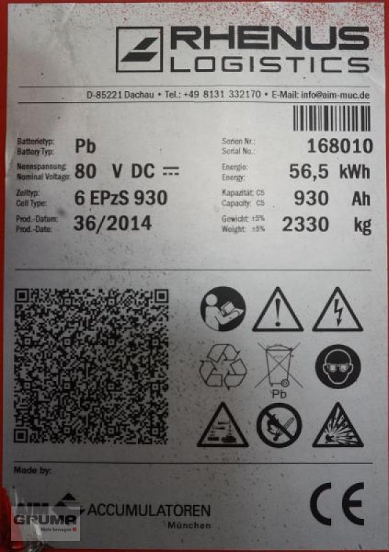 Sonstige Teile от тип Aim 80 Volt 6 PzS 930 Ah, Gebrauchtmaschine в Friedberg-Derching (Снимка 5)