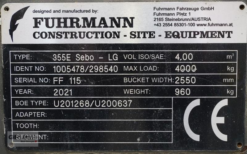 Sonstige Teile typu Fuhrmann Schaufel 4,0 m³ 355E Sebo - LG, Gebrauchtmaschine v Friedberg-Derching (Obrázek 4)