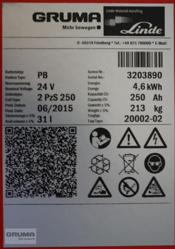 Sonstige Teile Türe ait Gruma 24 Volt 2 PzS 250 Ah, Gebrauchtmaschine içinde Friedberg-Derching (resim 5)