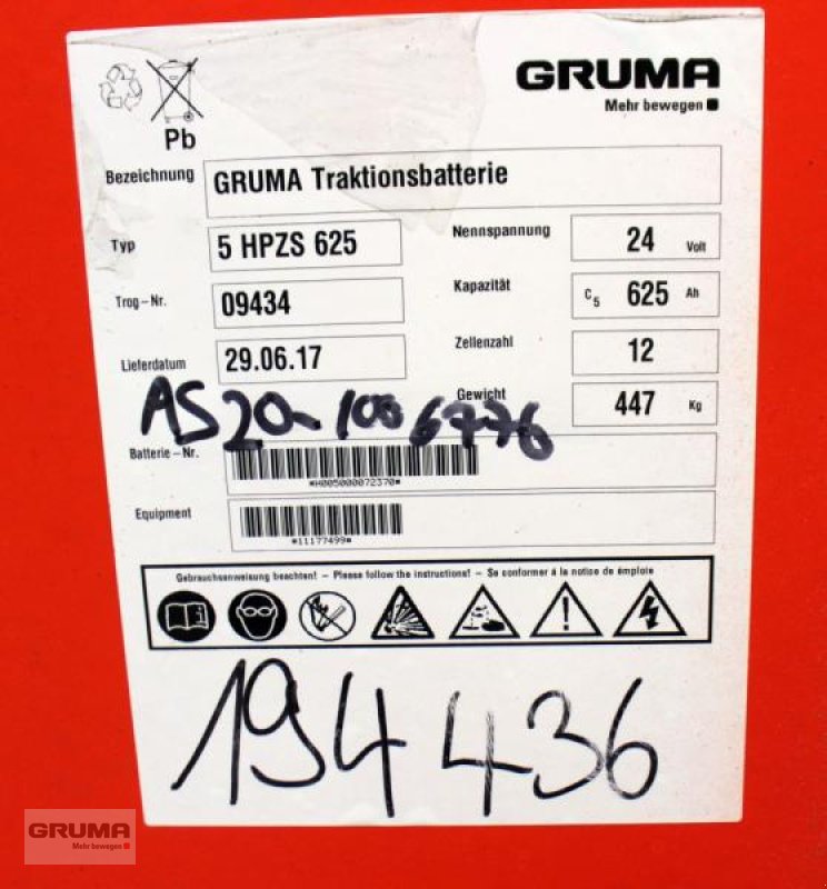 Sonstige Teile Türe ait Gruma 24 Volt 5 PzS 625 Ah, Gebrauchtmaschine içinde Friedberg-Derching (resim 5)