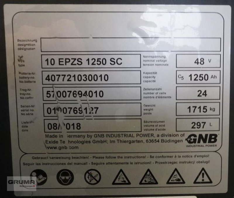 Sonstige Teile Türe ait Gruma 48 Volt 10 PzS 1250 Ah, Gebrauchtmaschine içinde Friedberg-Derching (resim 5)