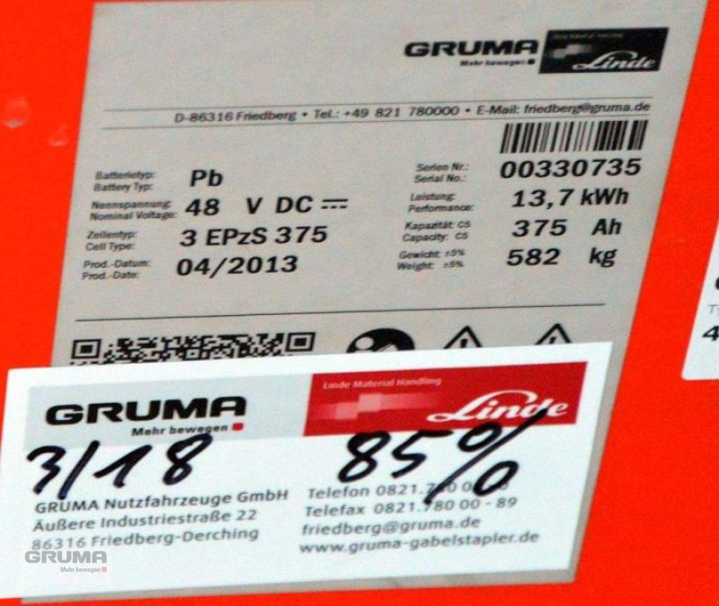 Sonstige Teile του τύπου Gruma 48 Volt 3 PzS 375 Ah, Gebrauchtmaschine σε Friedberg-Derching (Φωτογραφία 6)