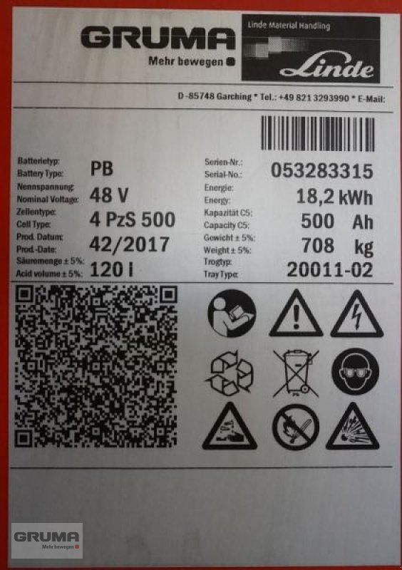 Sonstige Teile typu Gruma 48 Volt 4 PzS 500 Ah, Gebrauchtmaschine v Friedberg-Derching (Obrázok 5)