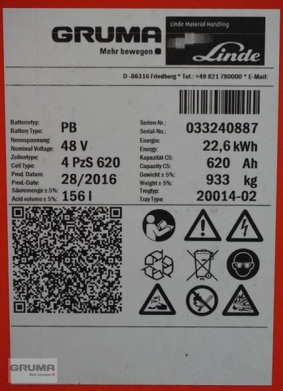 Sonstige Teile του τύπου Gruma 48 Volt 4 PzS 620 Ah, Gebrauchtmaschine σε Friedberg-Derching (Φωτογραφία 5)