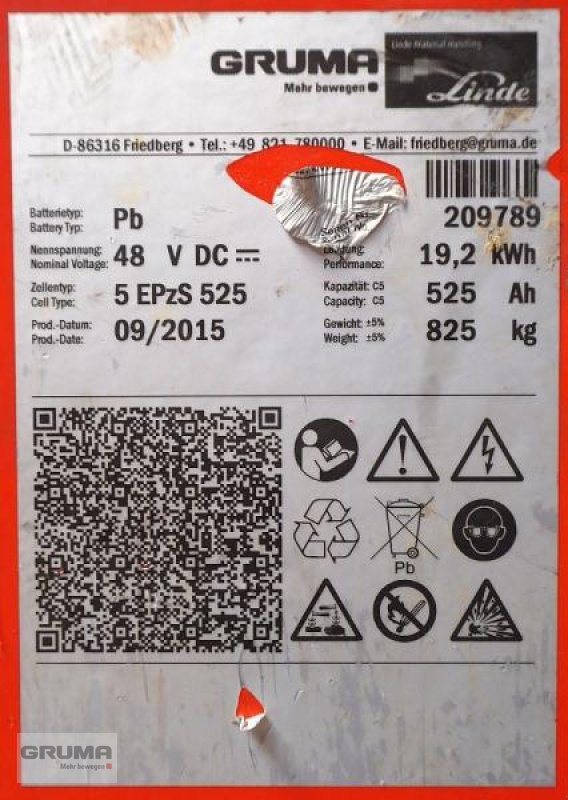 Sonstige Teile типа Gruma 48 Volt 5 PzS 525 Ah, Gebrauchtmaschine в Friedberg-Derching (Фотография 5)