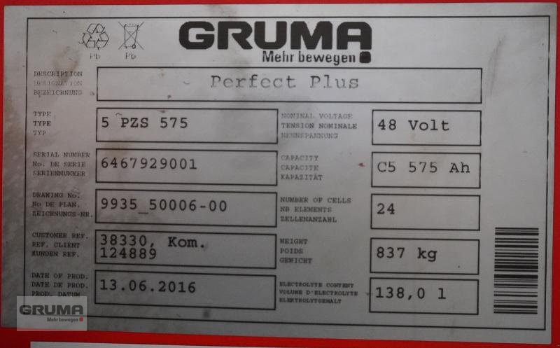 Sonstige Teile typu Gruma 48 Volt 5 PzS 575 Ah, Gebrauchtmaschine v Friedberg-Derching (Obrázek 5)