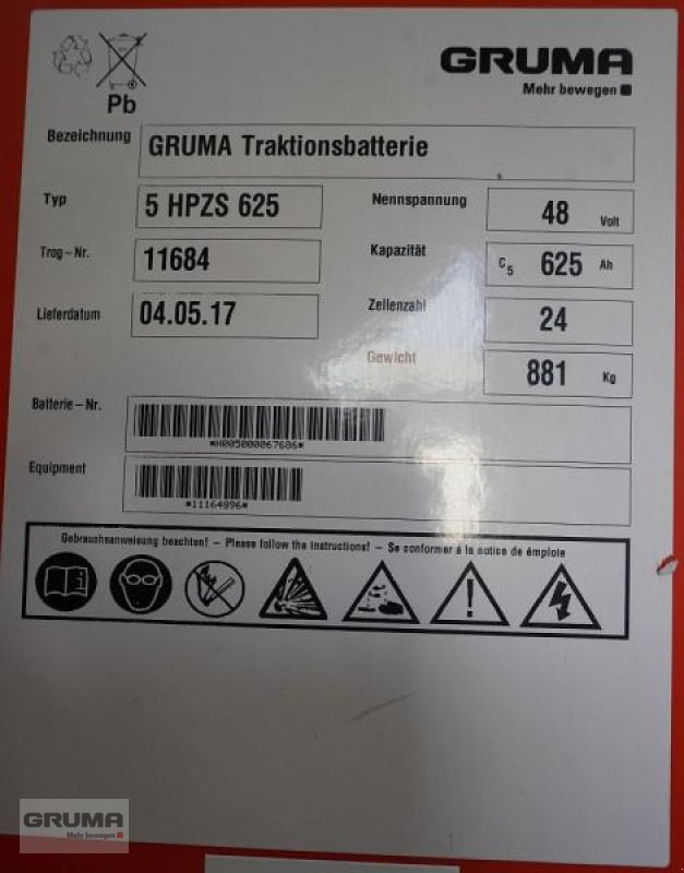 Sonstige Teile typu Gruma 48 Volt 5 PzS 625 Ah, Gebrauchtmaschine v Friedberg-Derching (Obrázek 5)