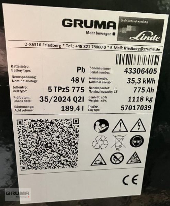 Sonstige Teile a típus Gruma 48 Volt 5 PzS 775 Ah, Gebrauchtmaschine ekkor: Friedberg-Derching (Kép 6)