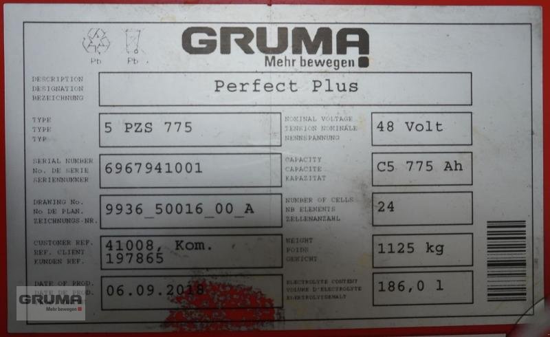 Sonstige Teile del tipo Gruma 48 Volt 5 PzS 775 Ah, Gebrauchtmaschine en Friedberg-Derching (Imagen 5)