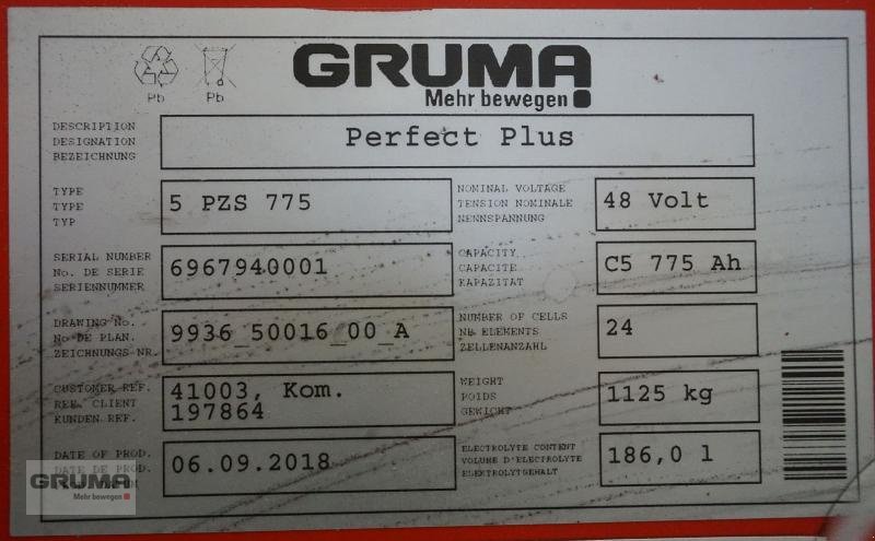 Sonstige Teile del tipo Gruma 48 Volt 5 PzS 775 Ah, Gebrauchtmaschine en Friedberg-Derching (Imagen 5)