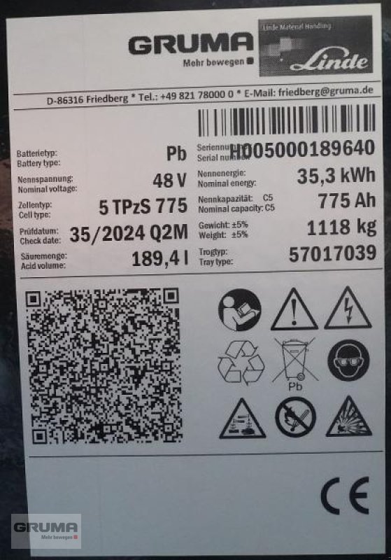 Sonstige Teile του τύπου Gruma 48 Volt 5 PzS 775 Ah, Gebrauchtmaschine σε Friedberg-Derching (Φωτογραφία 5)