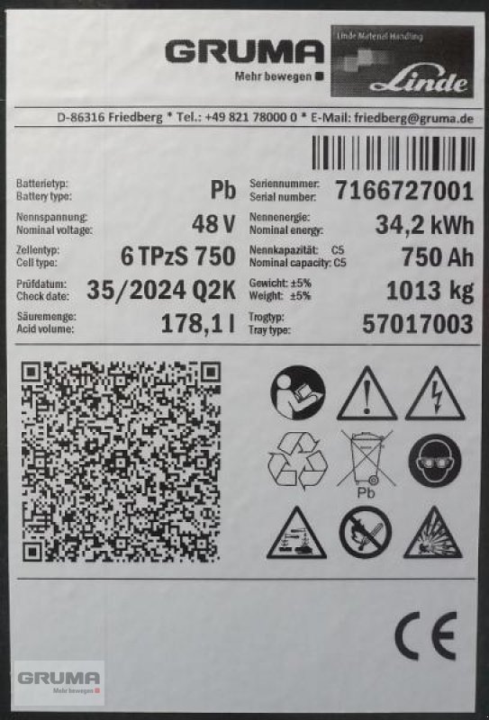 Sonstige Teile of the type Gruma 48 Volt 6 PzS 750 Ah, Gebrauchtmaschine in Friedberg-Derching (Picture 5)