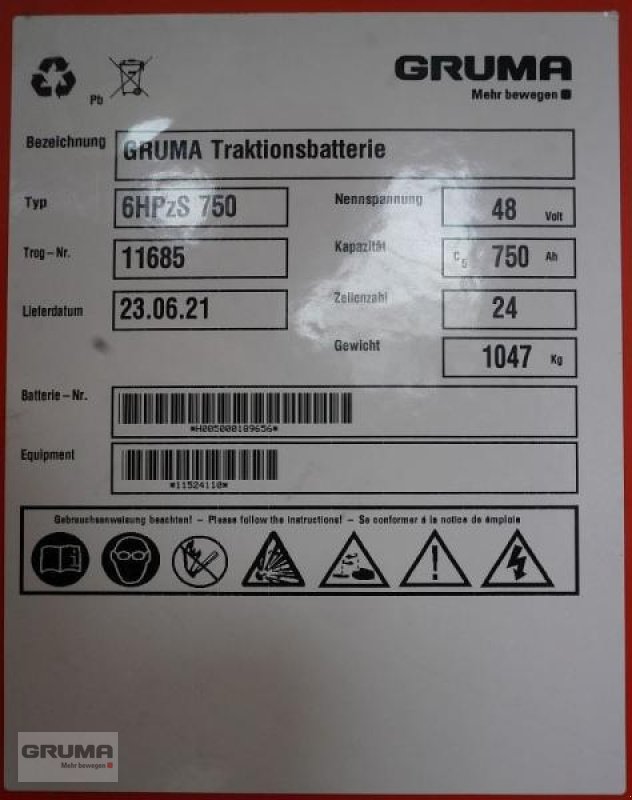 Sonstige Teile типа Gruma 48 Volt 6 PzS 750 Ah, Gebrauchtmaschine в Friedberg-Derching (Фотография 5)