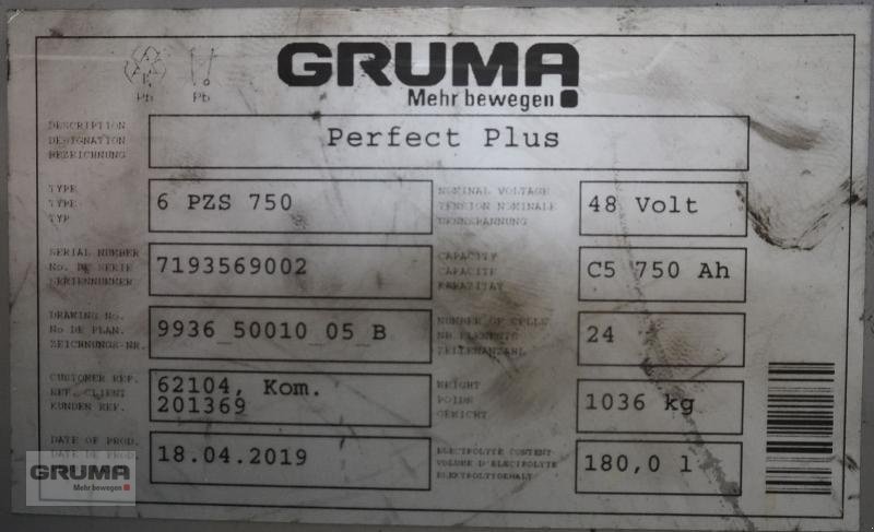 Sonstige Teile des Typs Gruma 48 Volt 6 PzS 750 Ah, Gebrauchtmaschine in Friedberg-Derching (Bild 5)