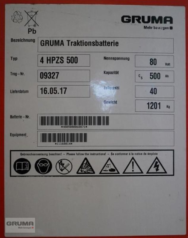 Sonstige Teile des Typs Gruma 80 Volt 4 PzS 500 Ah, Gebrauchtmaschine in Friedberg-Derching (Bild 5)