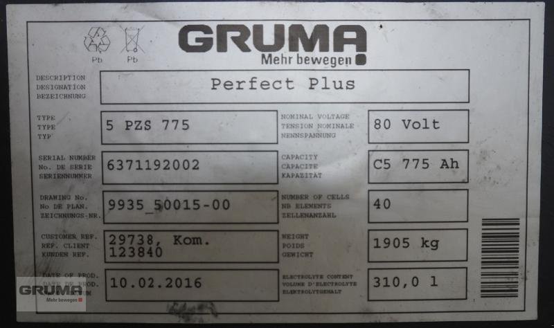 Sonstige Teile typu Gruma 80 Volt 5 PzS 775 Ah, Gebrauchtmaschine v Friedberg-Derching (Obrázok 6)