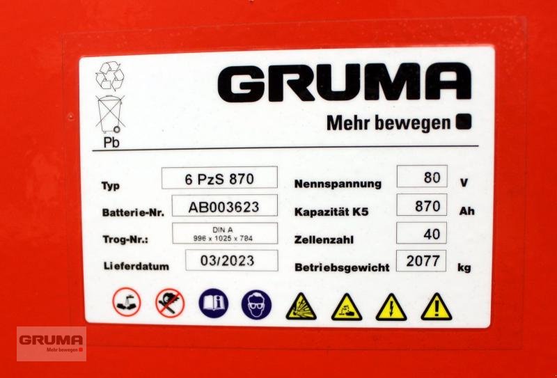 Sonstige Teile tip Gruma 80 Volt 6 PzS 870 Ah, Gebrauchtmaschine in Friedberg-Derching (Poză 5)