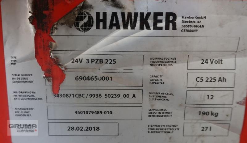 Sonstige Teile Türe ait Hawker 24 Volt 3 PzB 225 Ah, Gebrauchtmaschine içinde Friedberg-Derching (resim 5)