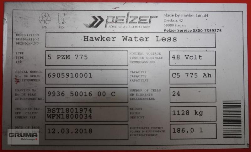 Sonstige Teile Türe ait Hawker 48 Volt 5 PzM 775 Ah, Gebrauchtmaschine içinde Friedberg-Derching (resim 5)