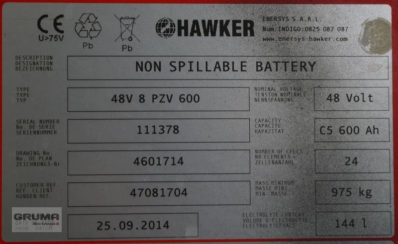 Sonstige Teile Türe ait Hawker 48 Volt 8 PzS 600 Ah, Gebrauchtmaschine içinde Friedberg-Derching (resim 5)