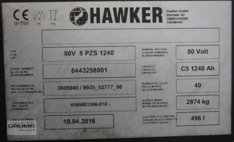 Sonstige Teile tipa Hawker 80 Volt 8 PzS 1240 Ah, Gebrauchtmaschine u Friedberg-Derching (Slika 5)