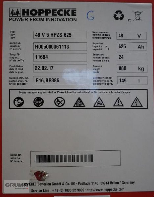 Sonstige Teile of the type Hoppecke  48 Volt 5 PzS 625 Ah, Gebrauchtmaschine in Friedberg-Derching (Picture 5)