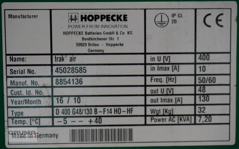 Sonstige Teile typu Hoppecke  trak air D 400 G48/130 B-F14 H0-HF, Gebrauchtmaschine w Friedberg-Derching (Zdjęcie 6)