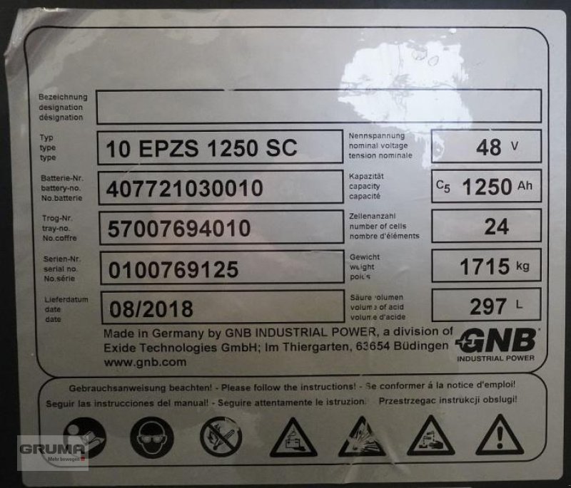 Sonstige Teile typu Sonstige 48 Volt 10 PzS 1250 Ah, Gebrauchtmaschine v Friedberg-Derching (Obrázek 4)