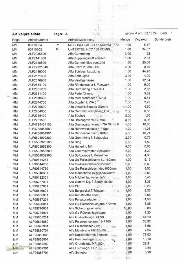 Sonstige Teile Türe ait Sonstige Abverkauf von Melkteile Alfa, Westfalia, Neumaschine içinde Senftenbach (resim 2)