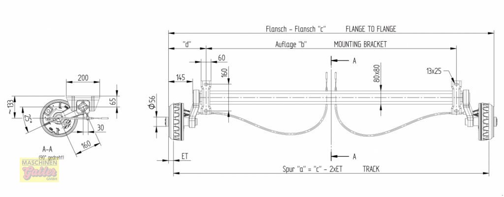 Sonstige Teile del tipo Sonstige Knott gebremste Anhängerachse VGB13-M, Neumaschine In Kötschach (Immagine 10)